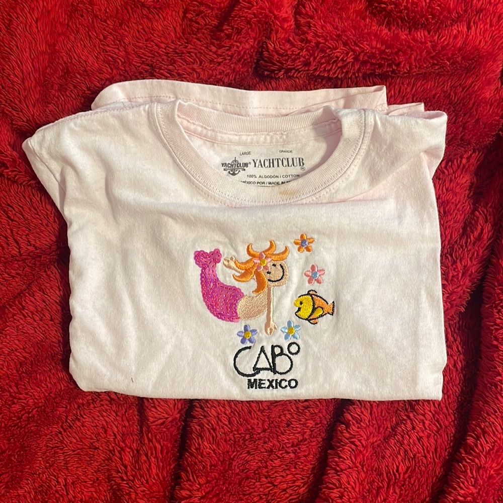 kids large cabo mexico baby tee y2k pink